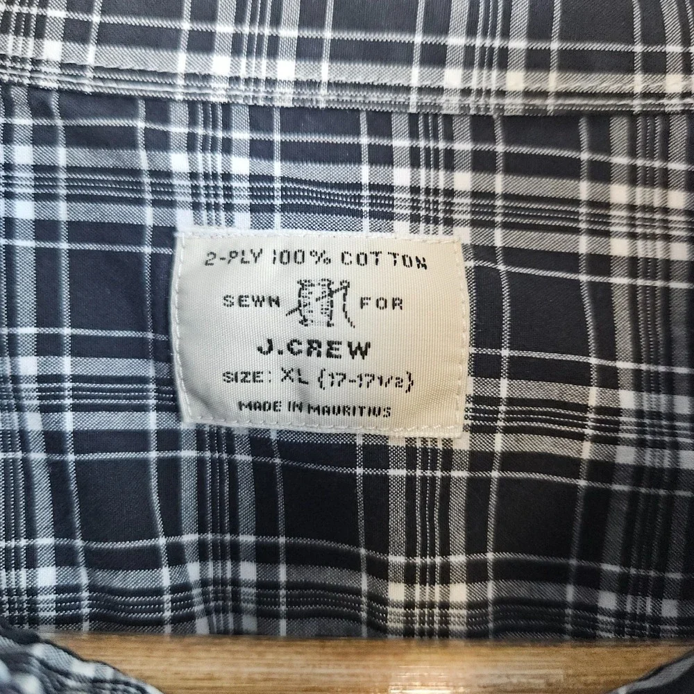 J Crew Men's Gray Plaid Dress Shirt Size XL 17-17‎ 1/2 Button Down 100% Cotton